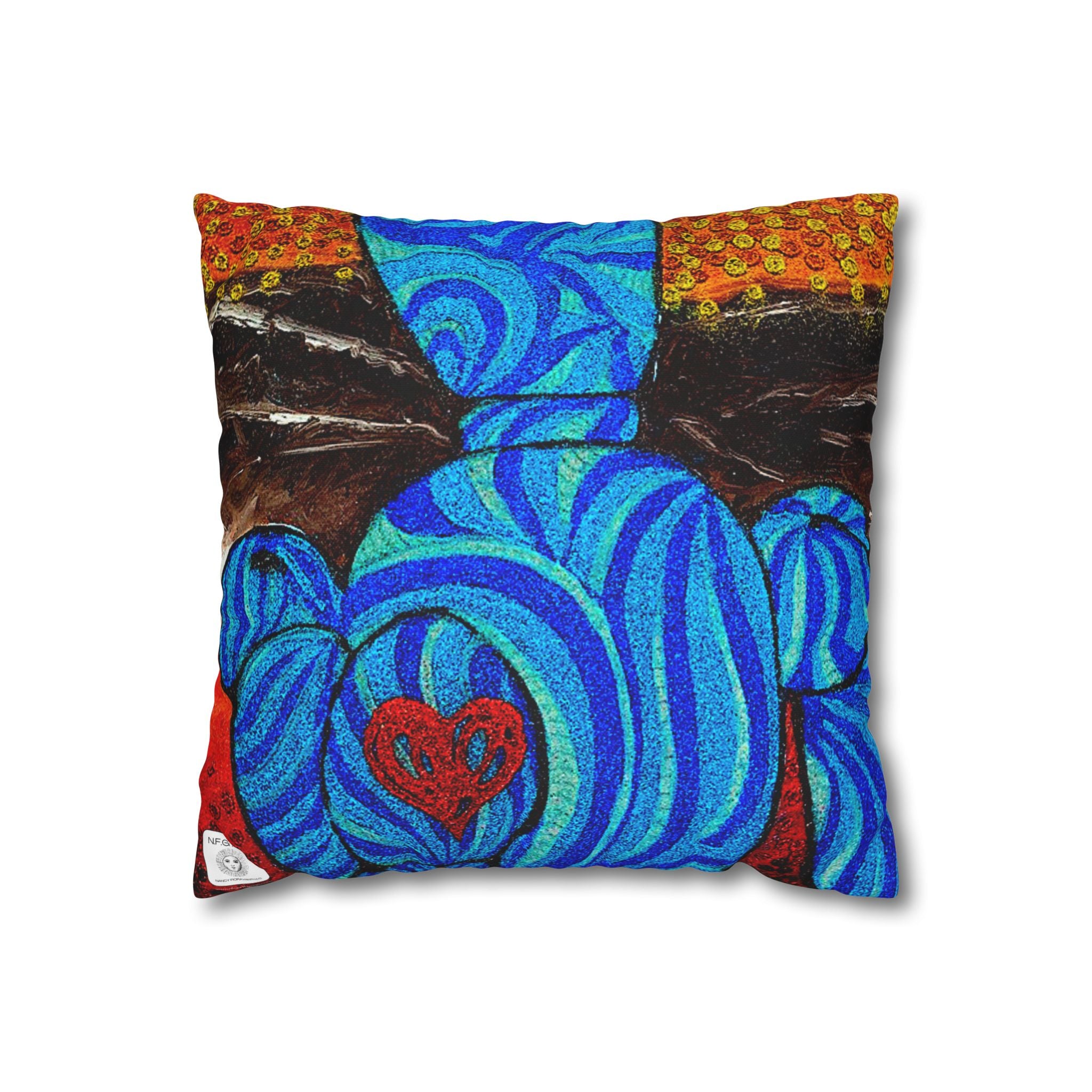 Blue Fire Art Square Pillow Case (Pillow Not Included)