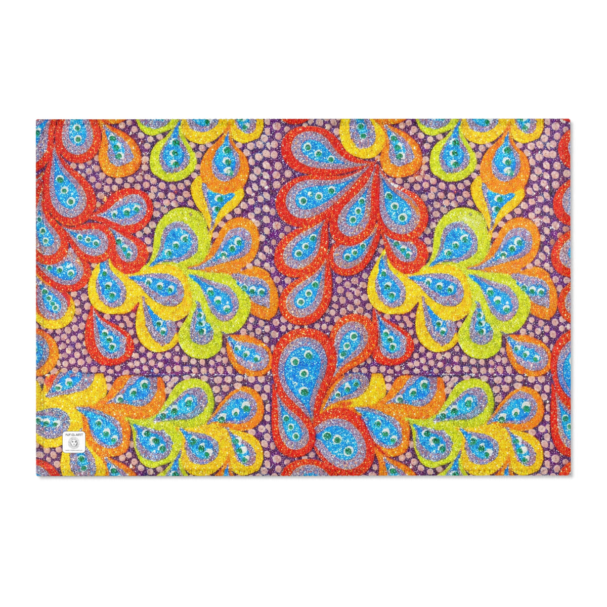 Drops Art Area Rug 36×24 – Colorful Chenille Accent