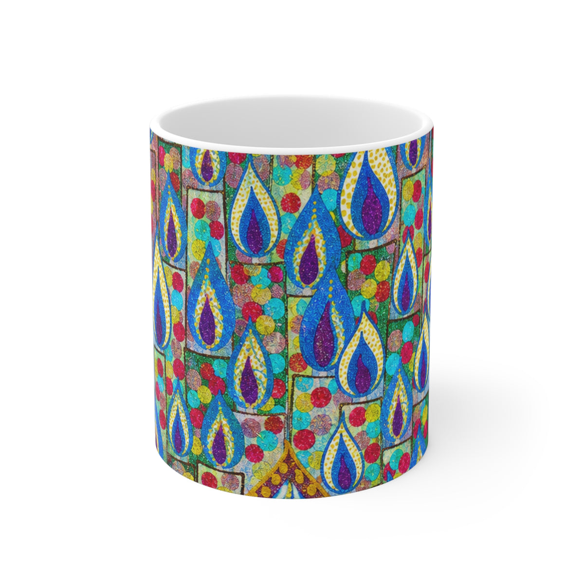 Candles Art Mug 11oz – Colorful Ceramic Drinkware