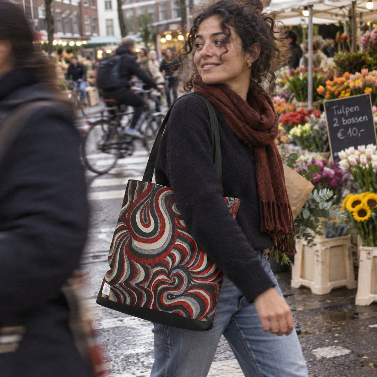 Back Cherry Art Tote Bag – All-Over Print Carryall