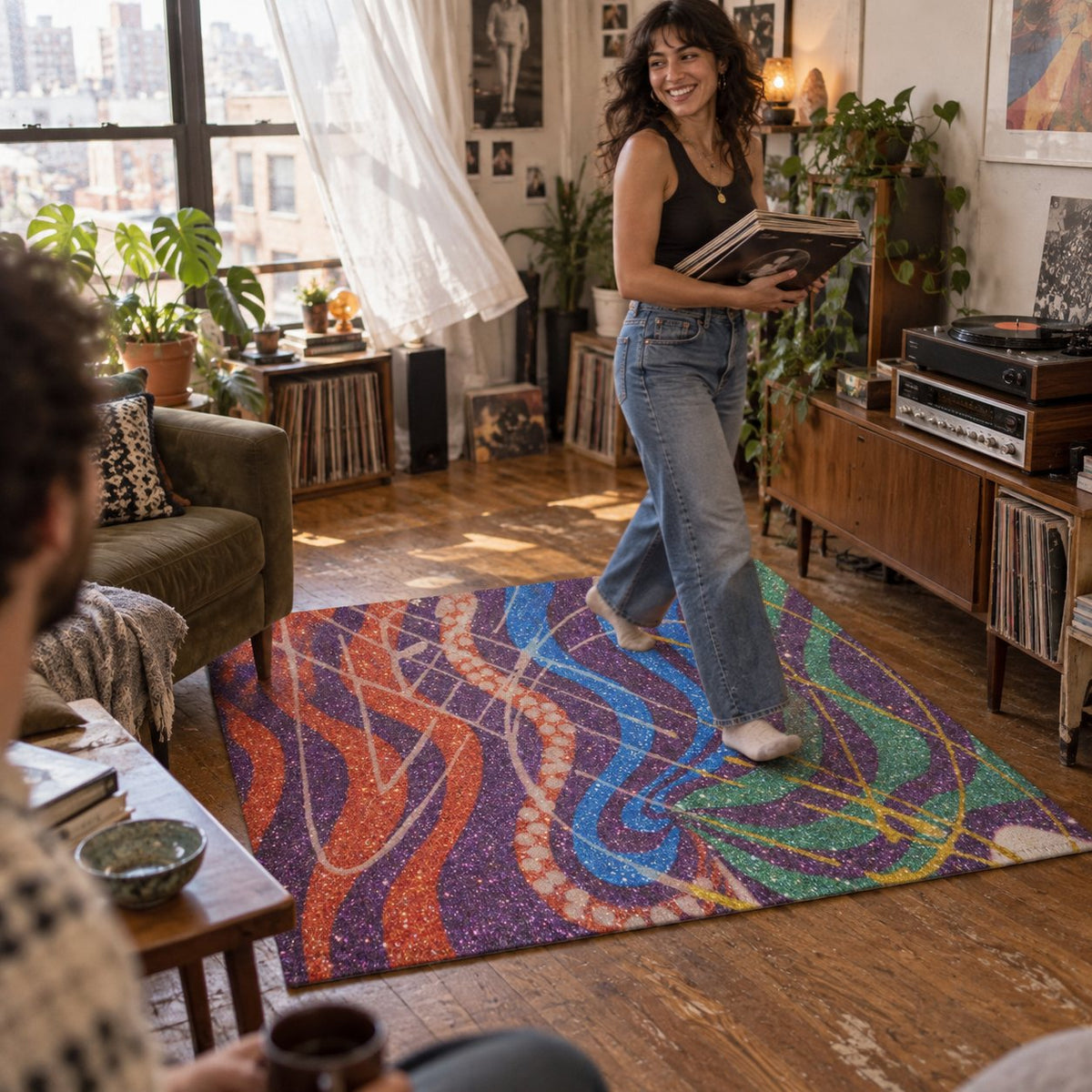 Space Art Area Rug 36x24 – Chenille Statement Floor Accent